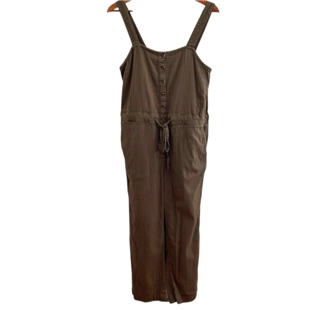Billabong M Olive button-up tie waist overalls Romper Jumpsuit - Picture 2 of 8